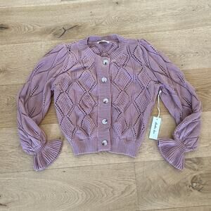 Another Love - Shawn Ruffle Cuff Cardigan in Rose Smoke Pink